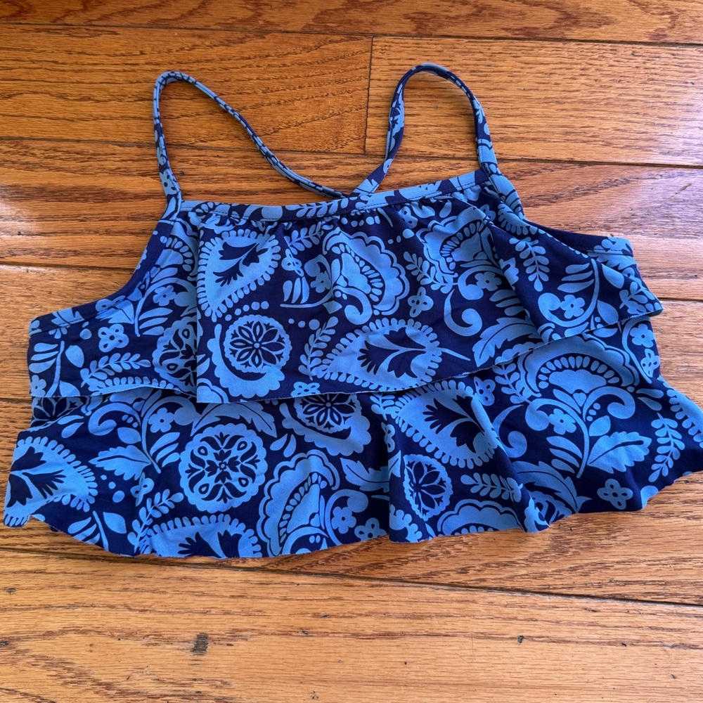 Garnet Hill Kids Blue Floral Top